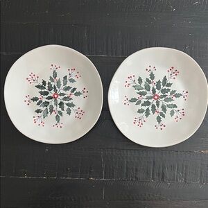 Crate&Barrel Marin Holly Berry Salad Plates